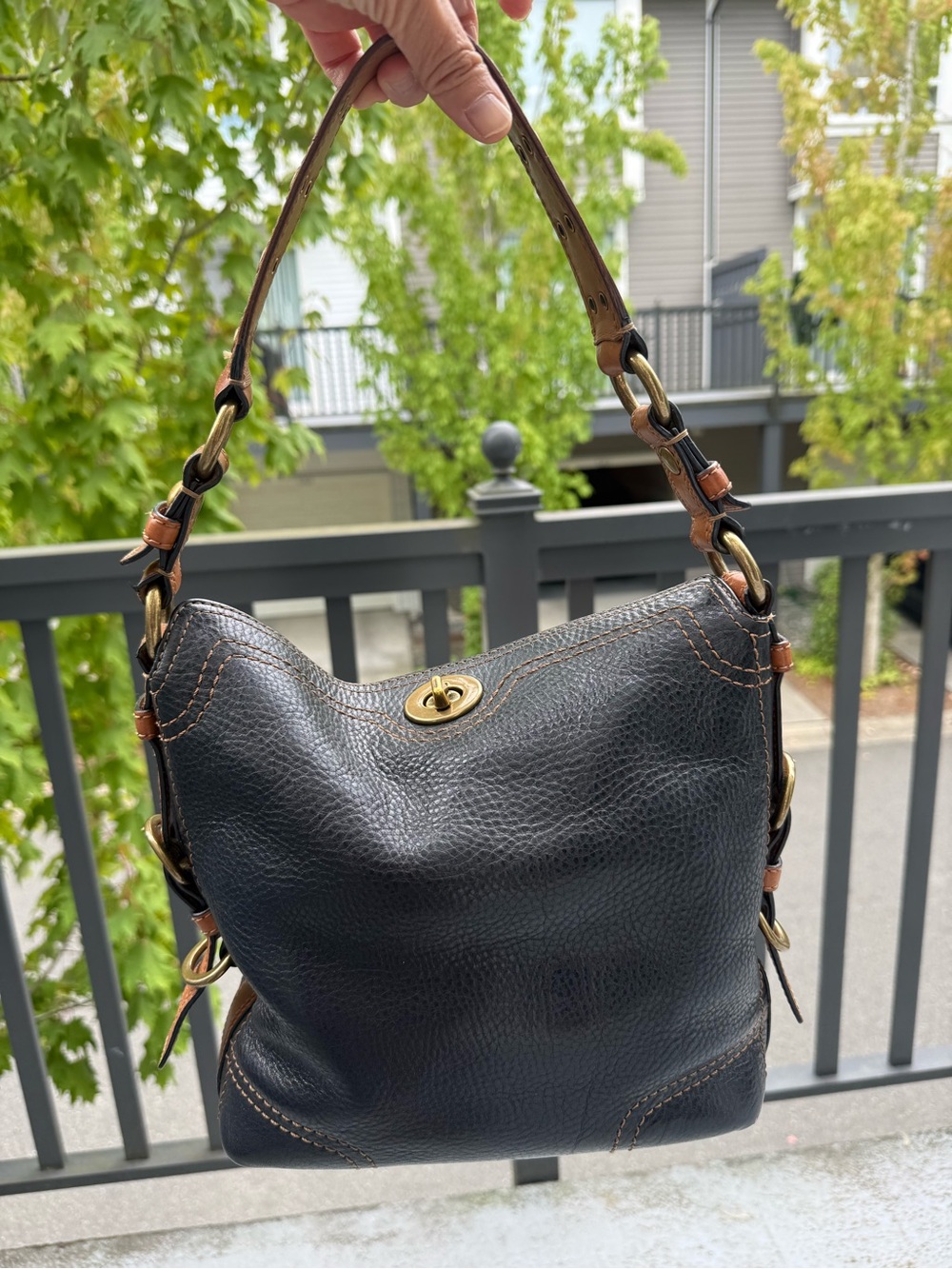 Coach Black Leather Hobo Shoulder Bag